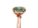 Rose gold Fancy Green Radiant  Solitaire Diamond Ring with Six-Prong Setting on a Classic Band 5