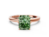Rose gold Fancy Green Radiant  Solitaire Diamond Ring with Six-Prong Setting on a Classic Band_3