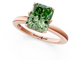 Rose gold Fancy Green Radiant  Solitaire Diamond Ring with Six-Prong Setting on a Classic Band_4