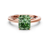 Rose gold Fancy Green Radiant  Solitaire Diamond Ring with Split Shank and Four-Prong Setting_12