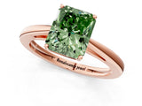 Rose gold Fancy Green Radiant  Solitaire Diamond Ring with Split Shank and Four-Prong Setting_13