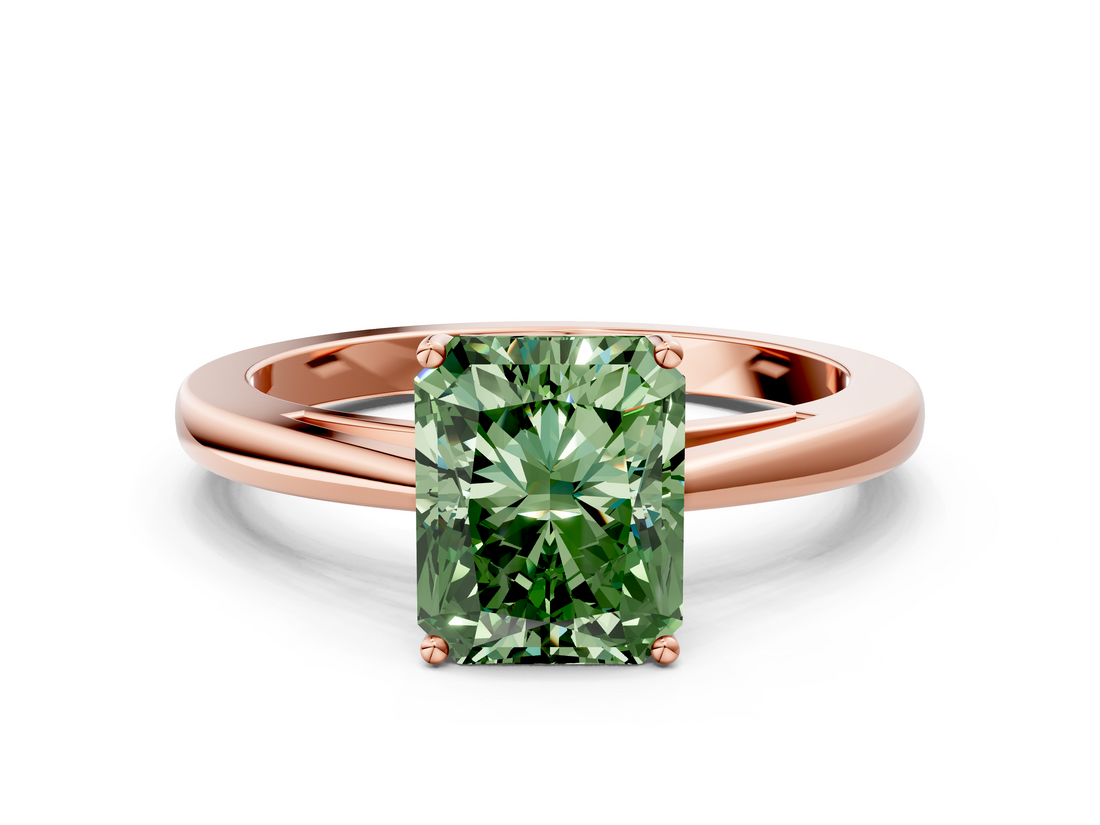 Rose gold Fancy Green Radiant  Solitaire Diamond Ring with Split Shank and Four-Prong Setting_20