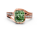 Rose gold Fancy Green Radiant  Solitaire Diamond Ring with Split Shank and Prong Setting_41