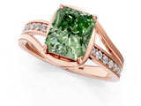 Rose gold Fancy Green Radiant  Solitaire Diamond Ring with Split Shank and Prong Setting_42