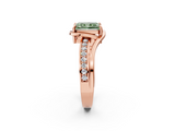 Rose gold Fancy Green Radiant  Solitaire Diamond Ring with Split Shank and Prong Setting_43