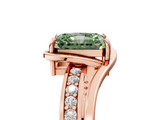 Rose gold Fancy Green Radiant  Solitaire Diamond Ring with Split Shank and Prong Setting_46