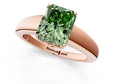 Rose gold Fancy Green Radiant  Solitaire Diamond Ring with Tapered Band and Four-Prong Setting_50