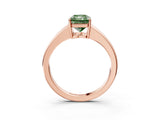 Rose gold Fancy Green Radiant  Solitaire Diamond Ring with Tapered Band and Four-Prong Setting_52