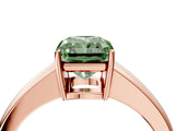 Rose gold Fancy Green Radiant  Solitaire Diamond Ring with Tapered Band and Four-Prong Setting_53