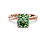 Rose gold Fancy Green Radiant  Solitaire Diamond Ring with Thin Band and Four-Prong Setting_3