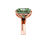 Rose gold Fancy Green Radiant  Solitaire Diamond Ring with Thin Band and Four-Prong Setting_8