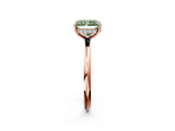 Rose gold Fancy Green Radiant  Solitaire Diamond Ring with a Classic Band and Four-Prong Setting 3