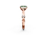 Rose gold Fancy Green Radiant  Solitaire Diamond Twisted Band with Four-Prong Setting_49