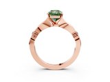 Rose gold Fancy Green Radiant  Solitaire Diamond Twisted Band with Four-Prong Setting_50