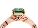 Rose gold Fancy Green Radiant  Solitaire Diamond Twisted Band with Four-Prong Setting_51
