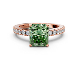 Rose gold Fancy Green Radiant  Solitaire Diamond with Pavé Band and Four-Prong Setting_32