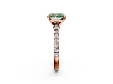 Rose gold Fancy Green Radiant  Solitaire Diamond with Pavé Band and Four-Prong Setting_34