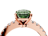 Rose gold Fancy Green Radiant  Solitaire Diamond with Pavé Band and Four-Prong Setting_36