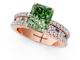 Rose gold Fancy Green Radiant  Solitaire Diamond with Pave and Channel Set Band_43