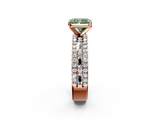 Rose gold Fancy Green Radiant  Solitaire Diamond with Pave and Channel Set Band_44
