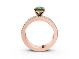 Rose gold Fancy Green Radiant  Solitaire Diamond with Pave and Channel Set Band_45