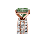 Rose gold Fancy Green Radiant  Solitaire Diamond with Pave and Channel Set Band_47