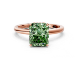 Rose gold Fancy Green Radiant  Solitaire Engagement Ring with Cathedral Band and Four-Prong Setting_21