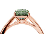 Rose gold Fancy Green Radiant  Solitaire Engagement Ring with Four-Prong Setting and Classic Band 5
