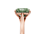 Rose gold Fancy Green Radiant  Solitaire Engagement Ring with Four-Prong Setting and Classic Band