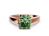 Rose gold Fancy Green Radiant  Solitaire Engagement Ring with Four-Prong Setting and Tapered Band_3