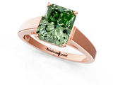 Rose gold Fancy Green Radiant  Solitaire Engagement Ring with Four-Prong Setting and Tapered Band_4