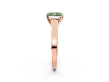 Rose gold Fancy Green Radiant  Solitaire Engagement Ring with Four-Prong Setting and Tapered Band_5