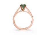 Rose gold Fancy Green Radiant  Solitaire Engagement Ring with Four-Prong Setting and Tapered Band_6