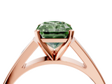 Rose gold Fancy Green Radiant  Solitaire Engagement Ring with Four-Prong Setting and Tapered Band_7