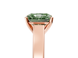 Rose gold Fancy Green Radiant  Solitaire Engagement Ring with Four-Prong Setting and Tapered Band_8