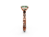 Rose gold Fancy Green Radiant  Solitaire Engagement Ring with Scrollwork Band and Four-Prong Setting_162