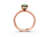 Rose gold Fancy Green Radiant  Solitaire Engagement Ring with Scrollwork Band and Four-Prong Setting_163
