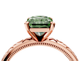 Rose gold Fancy Green Radiant  Solitaire Engagement Ring with Scrollwork Band and Four-Prong Setting_164