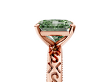 Rose gold Fancy Green Radiant  Solitaire Engagement Ring with Scrollwork Band and Four-Prong Setting_165