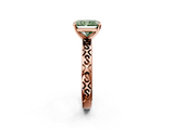 Rose gold Fancy Green Radiant  Solitaire Engagement Ring with Scrollwork Band and Four-Prong Setting_179