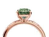 Rose gold Fancy Green Radiant  Solitaire Engagement Ring with Scrollwork Band and Four-Prong Setting_181