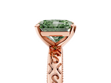 Rose gold Fancy Green Radiant  Solitaire Engagement Ring with Scrollwork Band and Four-Prong Setting_182