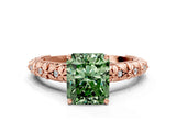 Rose gold Fancy Green Radiant  Solitaire Floral Milgrain Engagement Ring_52