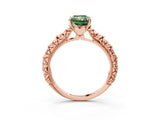 Rose gold Fancy Green Radiant  Solitaire Floral Milgrain Engagement Ring_55
