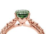 Rose gold Fancy Green Radiant  Solitaire Floral Milgrain Engagement Ring_56