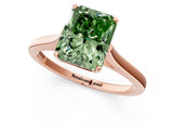 Rose gold Fancy Green Radiant  Solitaire Heart Prong Engagement Ring with Tapered Band_50