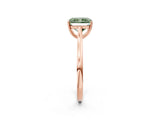 Rose gold Fancy Green Radiant  Solitaire Heart Prong Engagement Ring with Tapered Band_51