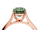 Rose gold Fancy Green Radiant  Solitaire Heart Prong Engagement Ring with Tapered Band_53
