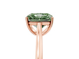 Rose gold Fancy Green Radiant  Solitaire Heart Prong Engagement Ring with Tapered Band_54