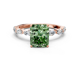 Rose gold Fancy Green Radiant  Solitaire Marquise Side Stone Prong Setting Ring_44